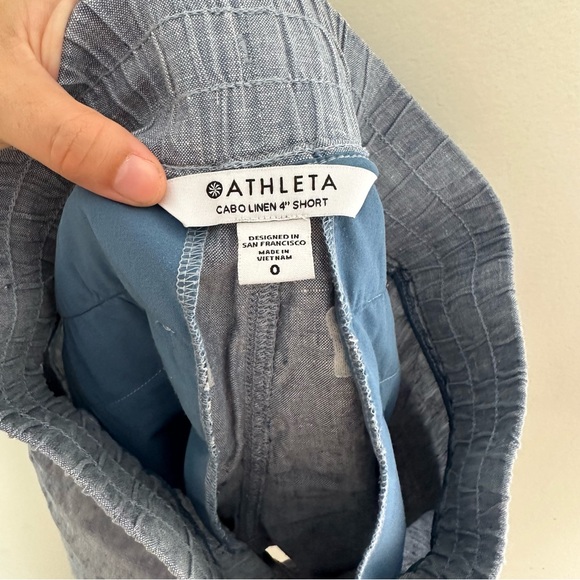 ATHLETA- Cabo Linen 4" Short Chambray Blue Pull-On - Picture 8 of 8